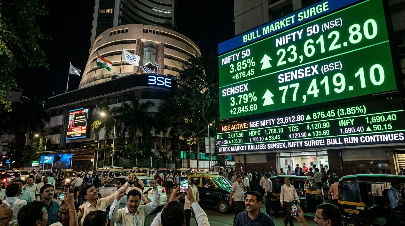 Sensex Surges 800 Points: Nifty Closes Above 24,500 Mark with Record FII Inflows